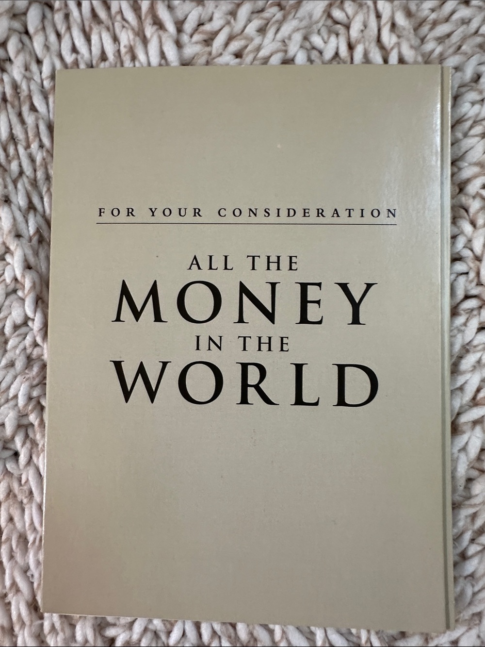 All the Money in the World DVD Oscars Screener